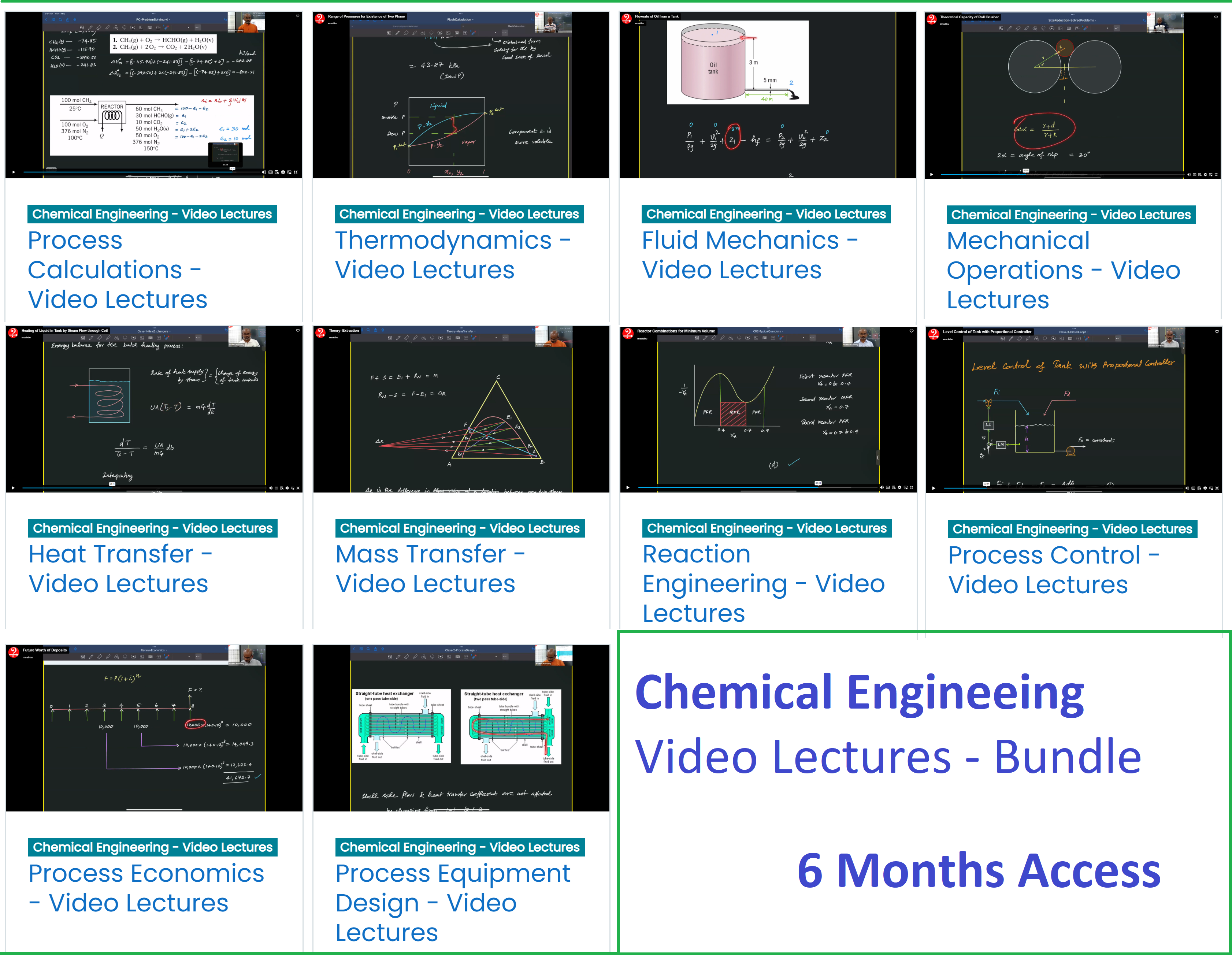Chemical Engineering Video Lectures Bundle - 6 Months Access